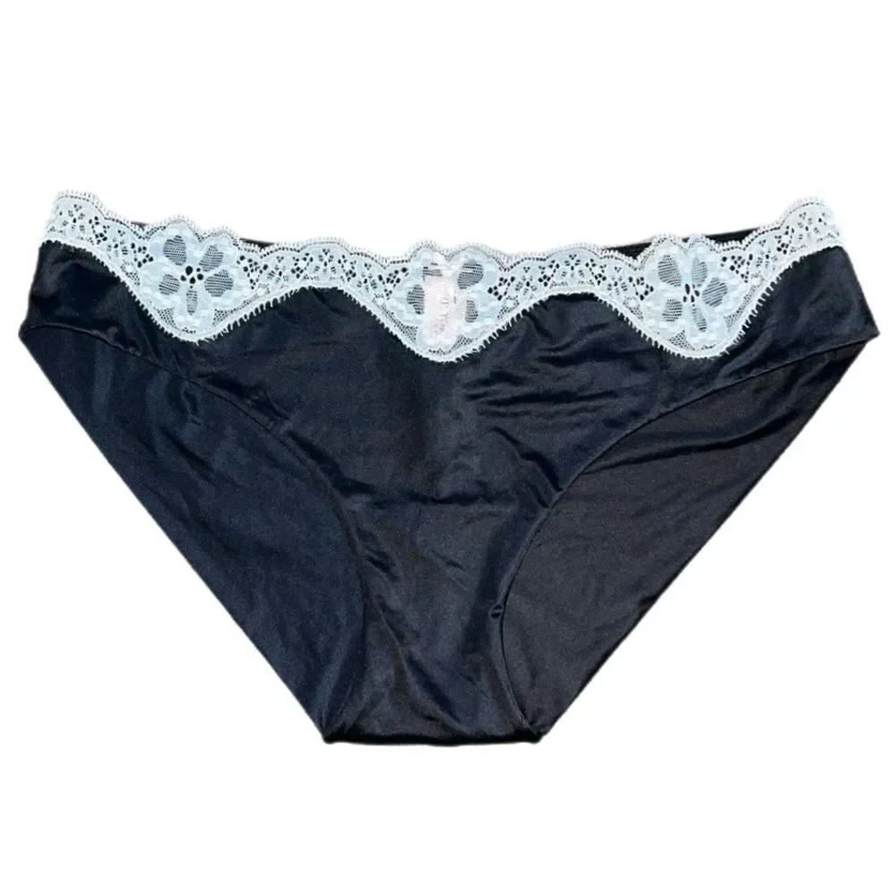 Victorias Secret Dream Angels Ultra-soft satin Lace Waist Cheekini Panty black M